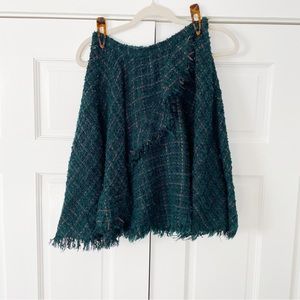 EVA FRANCO Emerald Green and Copper Plaid Tartan Skirt